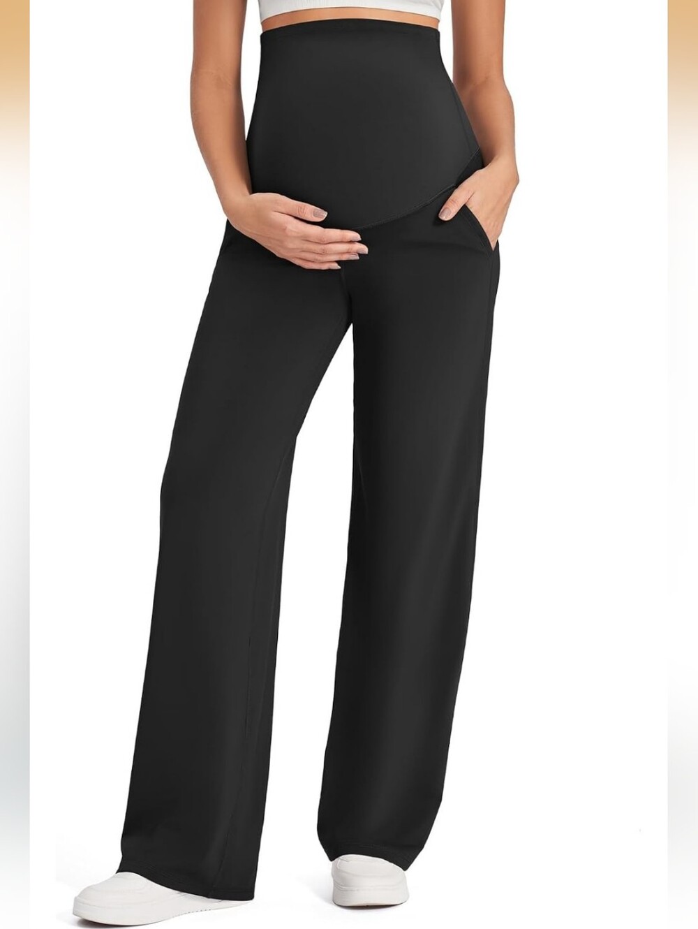 Maternity Wide-Leg Black Pants